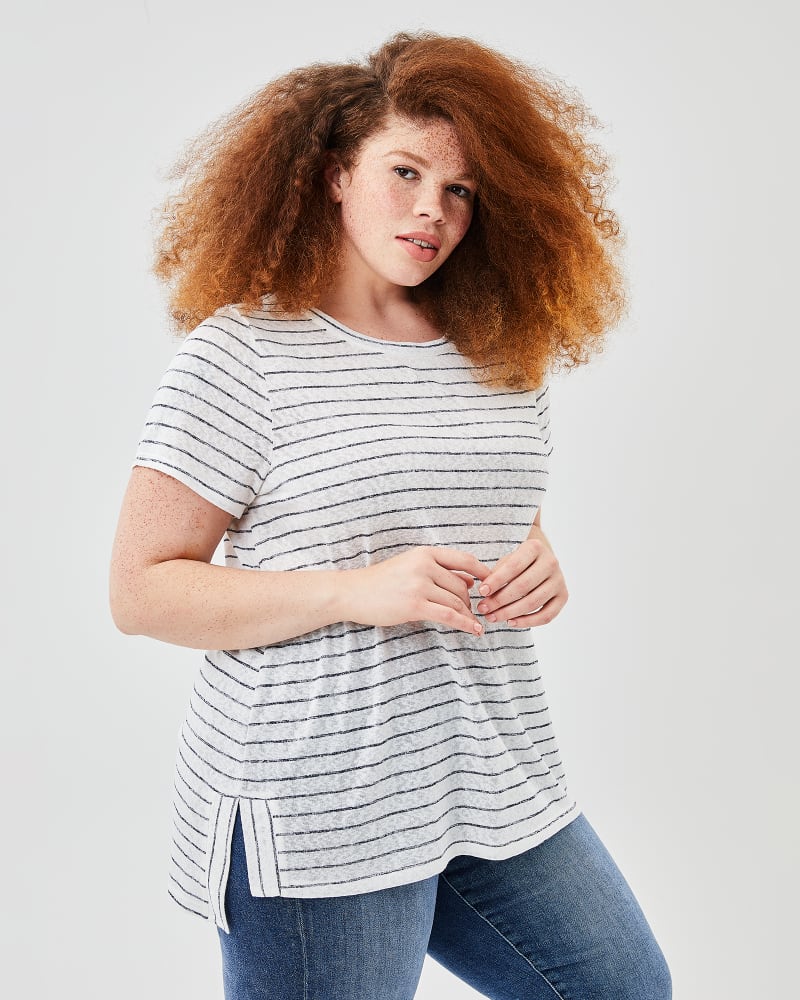 Front of plus size Amanda Striped Tunic Tee by Molly&Isadora | Dia&Co | dia_product_style_image_id:155796